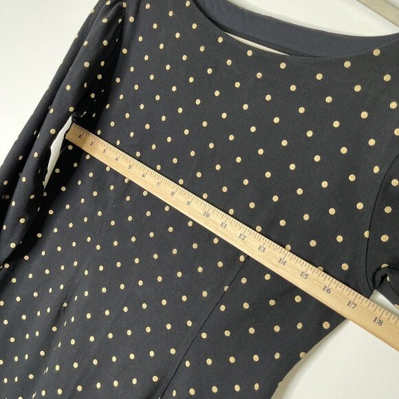 La Vie Rebecca Taylor Polka Dot Shift Dress Women’s Size Medium Black Gold - Picture 7 of 9